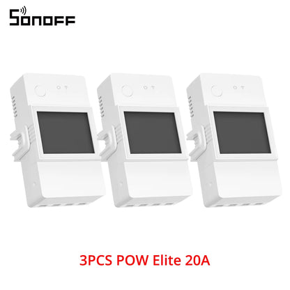 POWR3 16A/20A Wifi Smart Switch 1-5PCS ESP32 Chip Energy Saving LCD Monitoring via Ewelink Works with Alexa Google IFTTT