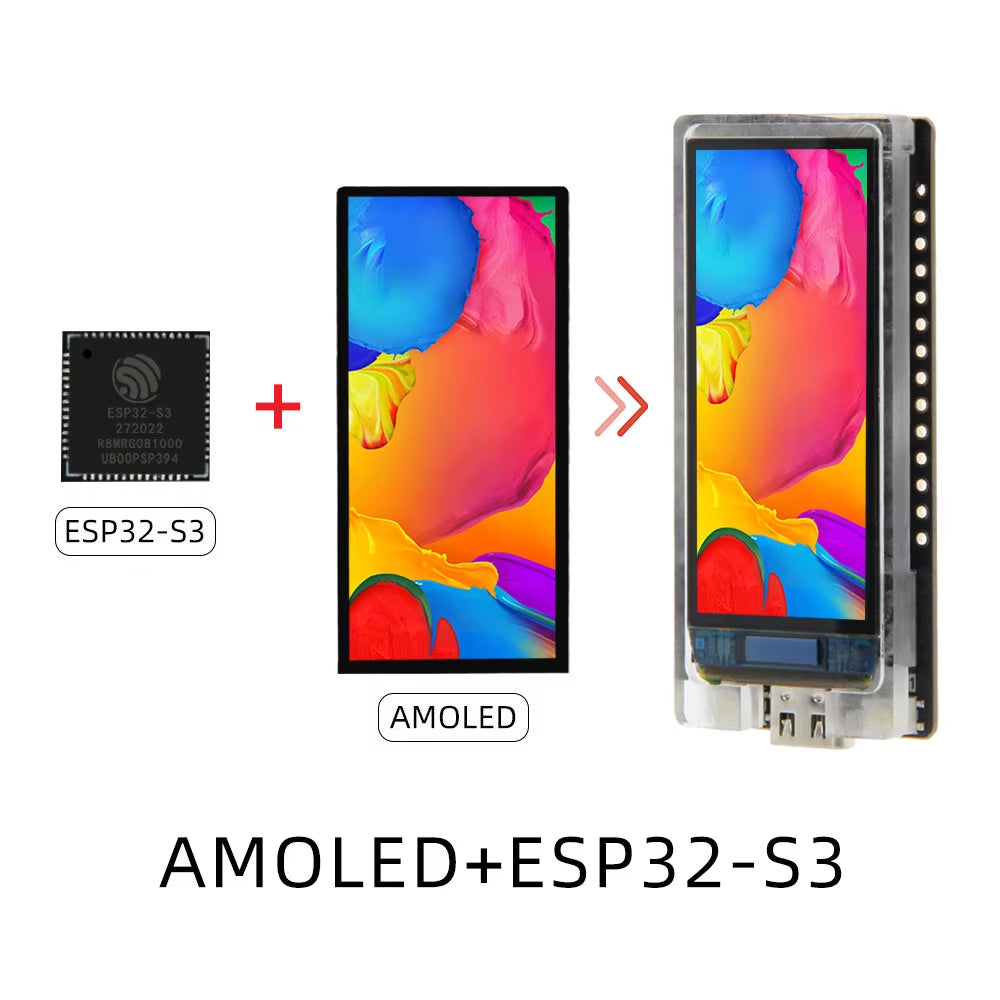 ® T-Display-S3 AMOLED ESP32-S3 1.91-Inch RM67162 AMOLED Display Development Board OLED WIFI Bluetooth 5.0 Wireless Module