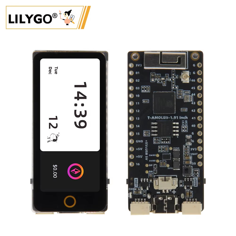 ® T-Display-S3 AMOLED ESP32-S3 1.91-Inch RM67162 AMOLED Display Development Board OLED WIFI Bluetooth 5.0 Wireless Module
