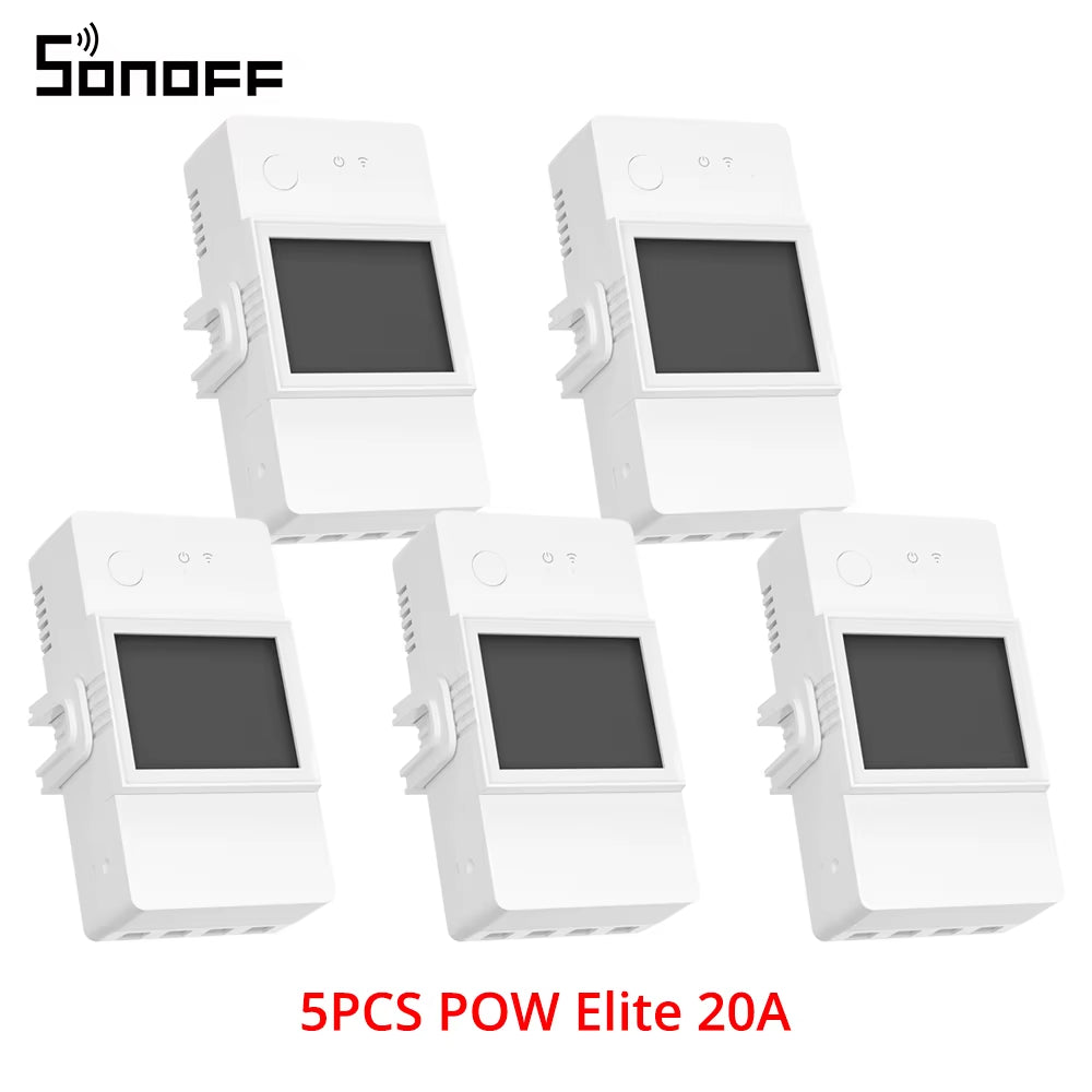 POWR3 16A/20A Wifi Smart Switch 1-5PCS ESP32 Chip Energy Saving LCD Monitoring via Ewelink Works with Alexa Google IFTTT